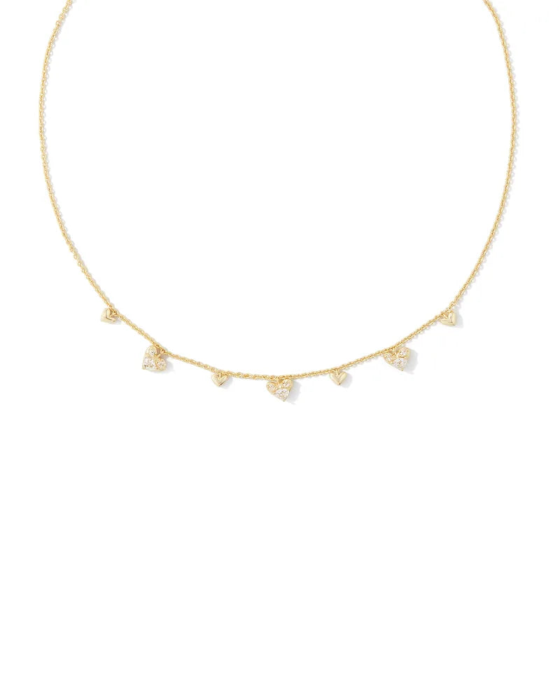 Kendra Scott Haven Heart Crystal Choker Necklace Gold White CZ-Necklaces-Kendra Scott-N00368GLD-The Twisted Chandelier