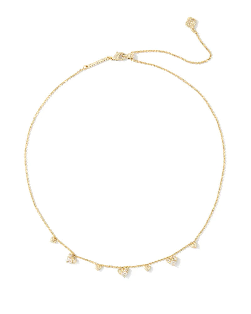 Kendra Scott Haven Heart Crystal Choker Necklace Gold White CZ-Necklaces-Kendra Scott-N00368GLD-The Twisted Chandelier