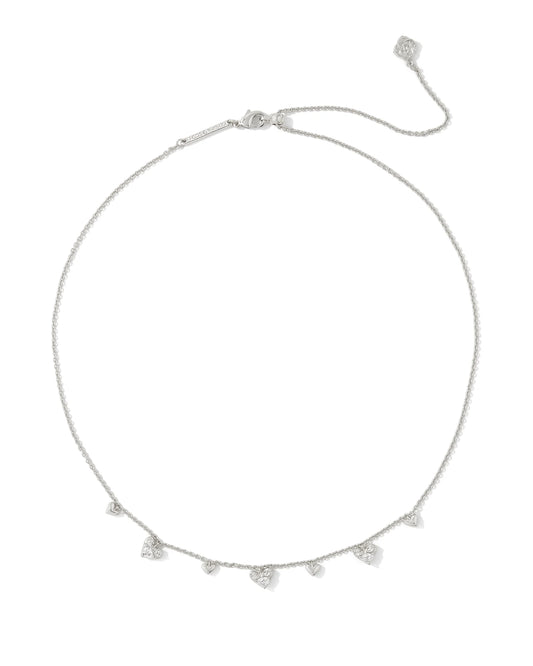 Kendra Scott Haven Heart Crystal Choker Necklace Silver White CZ-Necklaces-Kendra Scott-N00368RHD-The Twisted Chandelier