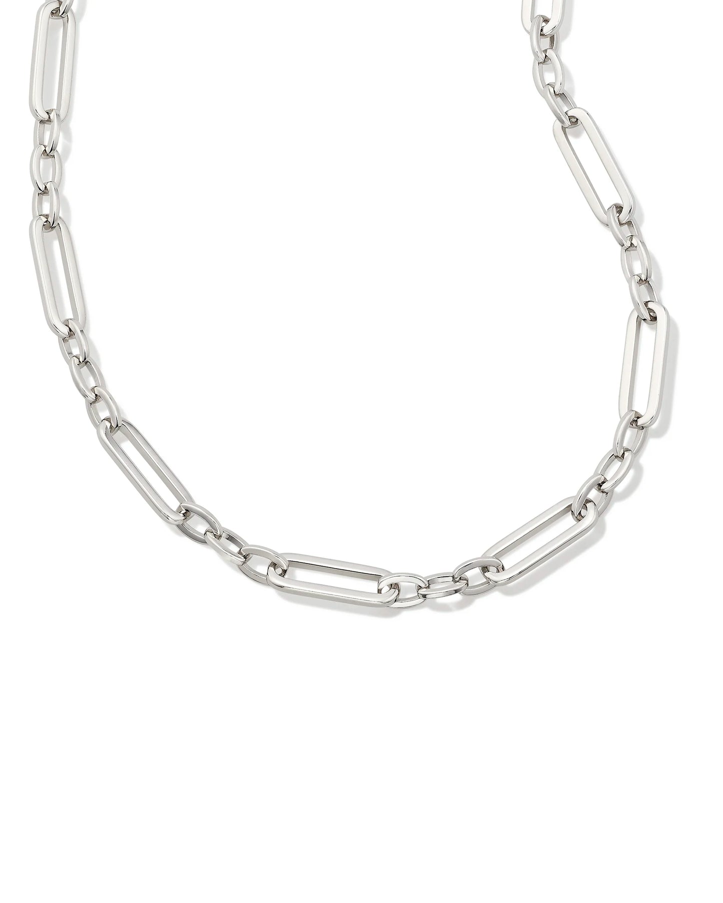 Kendra Scott Heather Link and Chain Necklace Silver-Necklaces-Kendra Scott-N00227RHD-The Twisted Chandelier