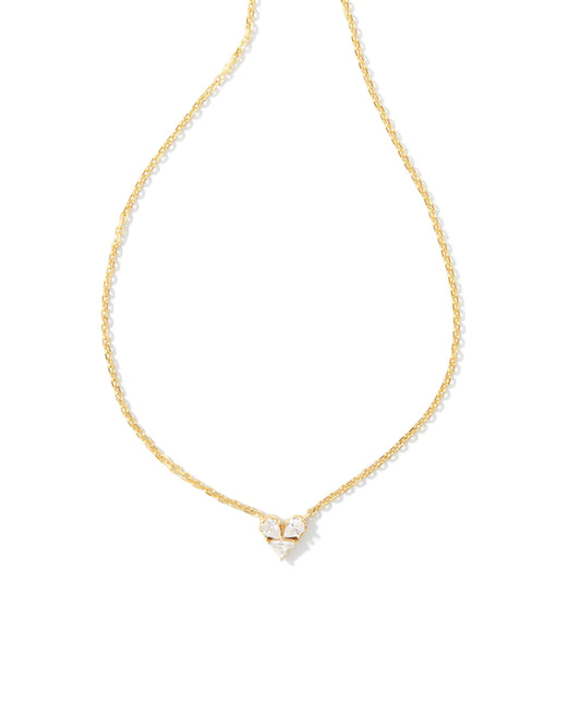 Kendra Scott Katy Heart Short Pendant Necklace Gold White CZ-Necklaces-Kendra Scott-N00366GLD-The Twisted Chandelier