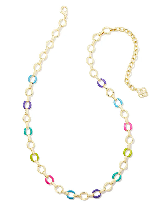 Kendra Scott Kelsey Chain Necklace Gold Multi Mix-Necklaces-Kendra Scott-FD 06/18/24, N00589GLD-The Twisted Chandelier