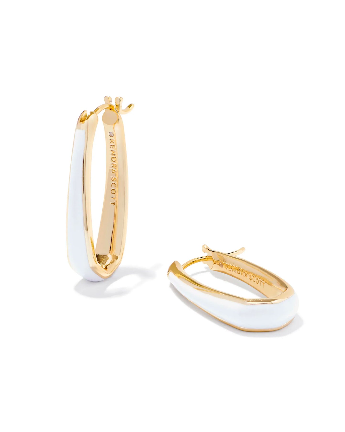 Kendra Scott Kelsey Hoop Earrings Gold White Enamel-Earrings-Kendra Scott-E00510GLD, FD 06/18/24-The Twisted Chandelier