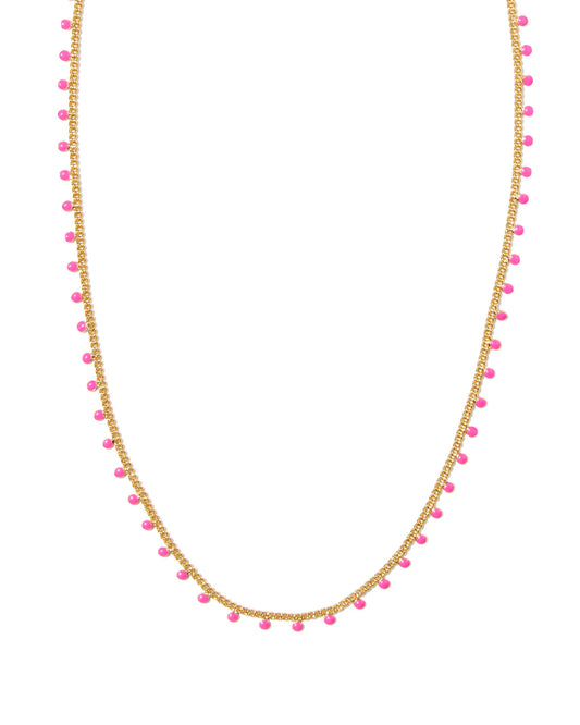 Kendra Scott Kelsey Strand Necklace Gold Pink Enamel-Necklaces-Kendra Scott-FD 06/18/24, N00668GLD-The Twisted Chandelier