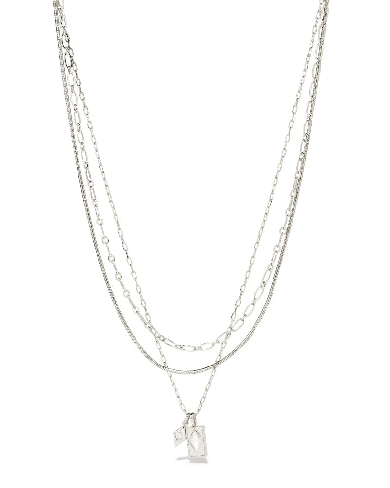 Kendra Scott Kinsley Multistrand Necklace Silver Ivory Mother of Pearl-Necklaces-Kendra Scott-N00187RHD-The Twisted Chandelier