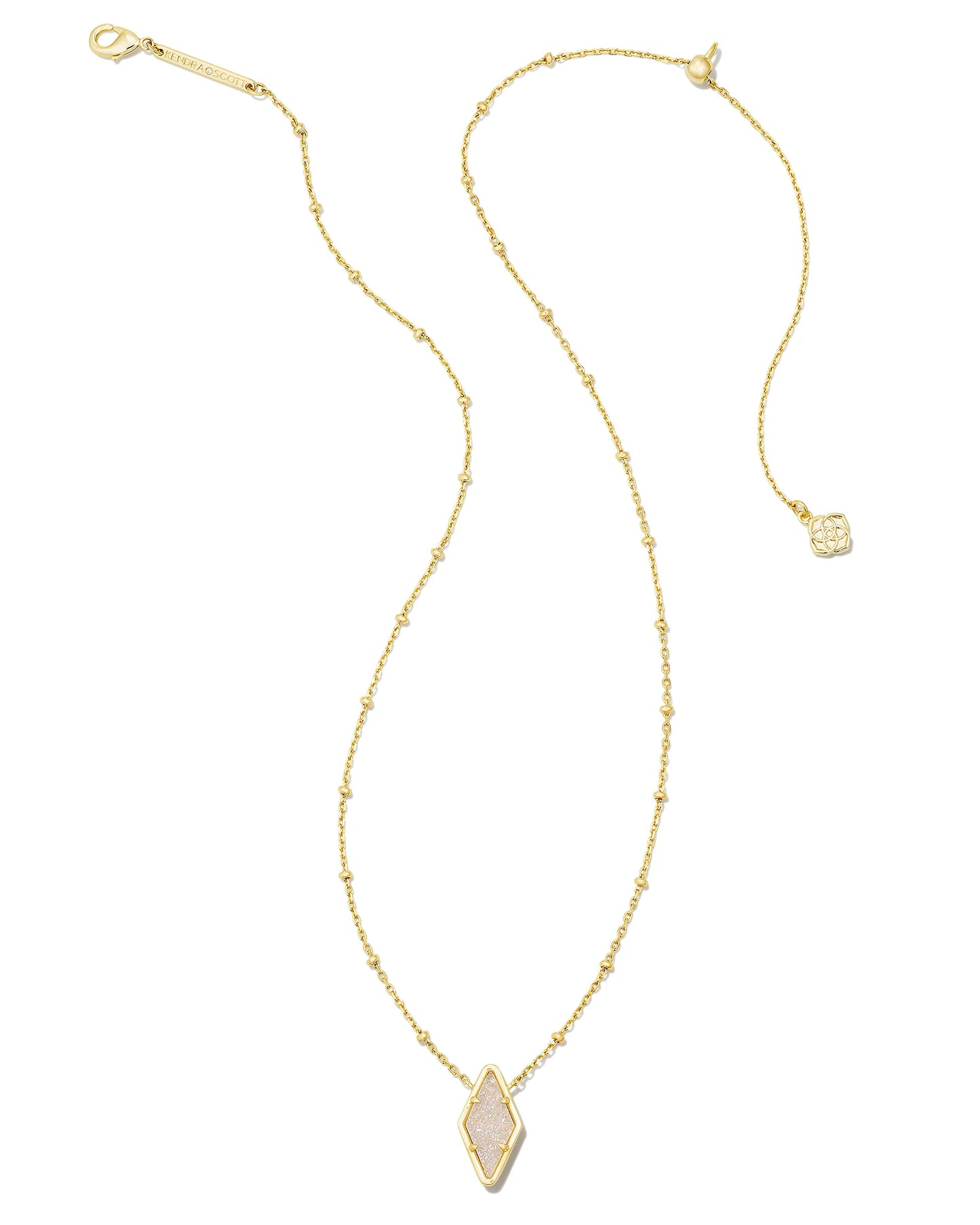Kendra Scott Kinsley Short Pendant Necklace Gold Iridescent Drusy-Necklaces-Kendra Scott-N00329GLD-The Twisted Chandelier