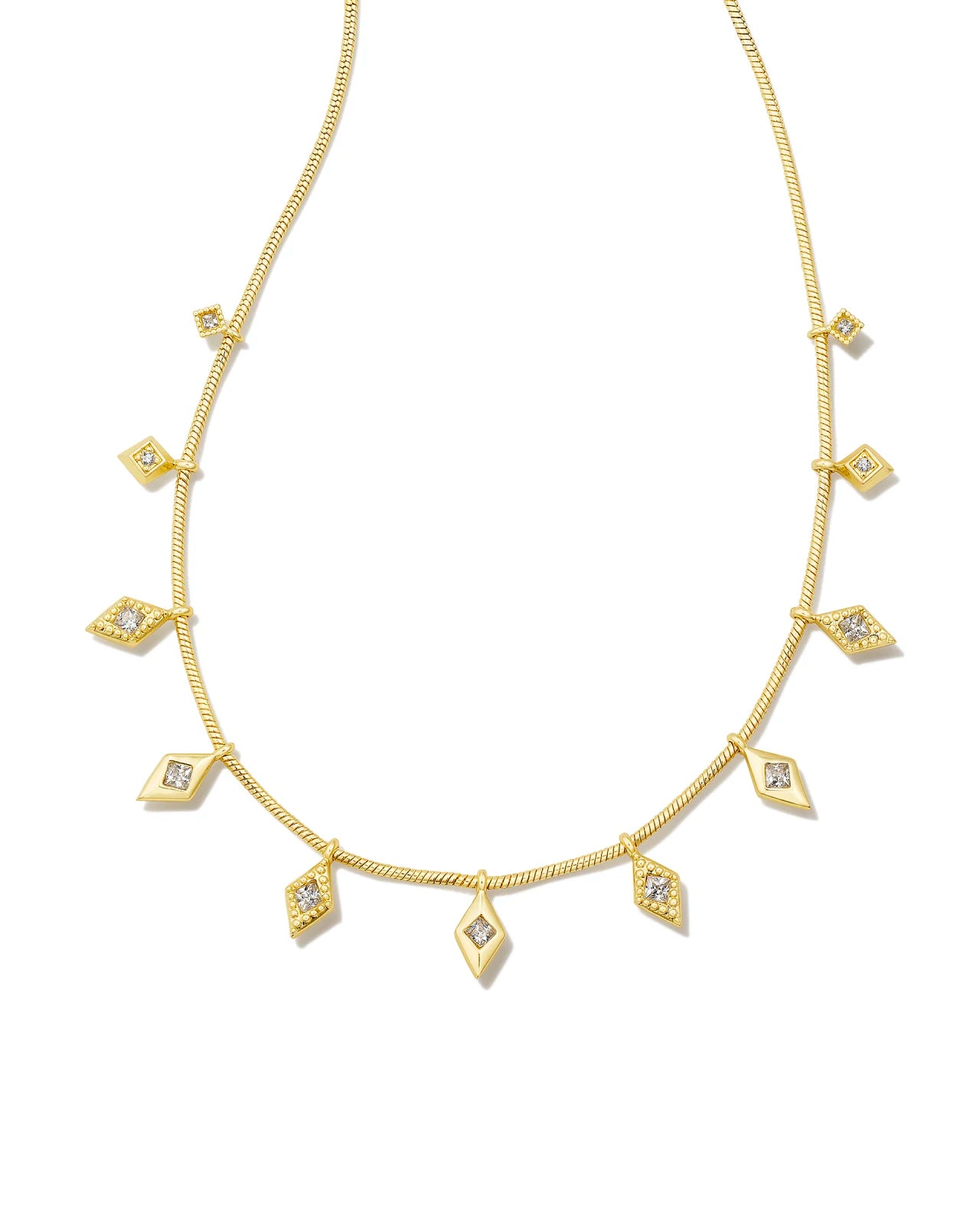 Kendra Scott Kinsley Strand Necklace Gold White CZ-Necklaces-Kendra Scott-N00326GLD-The Twisted Chandelier