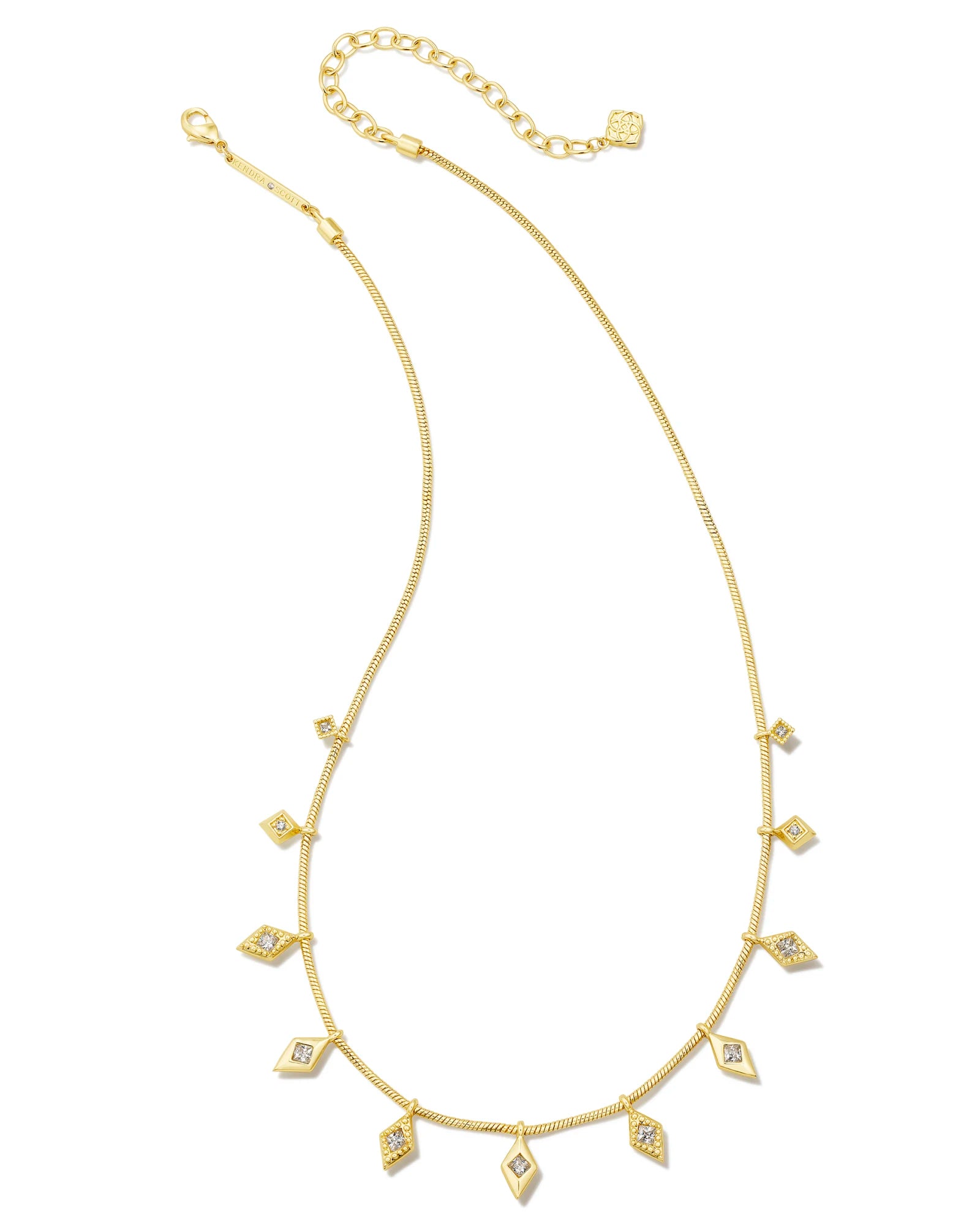 Kendra Scott Kinsley Strand Necklace Gold White CZ-Necklaces-Kendra Scott-N00326GLD-The Twisted Chandelier