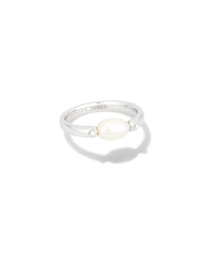 Kendra Scott Leighton Pearl Band Ring Silver White Pearl 7-Rings-Kendra Scott-R00032RHD-The Twisted Chandelier