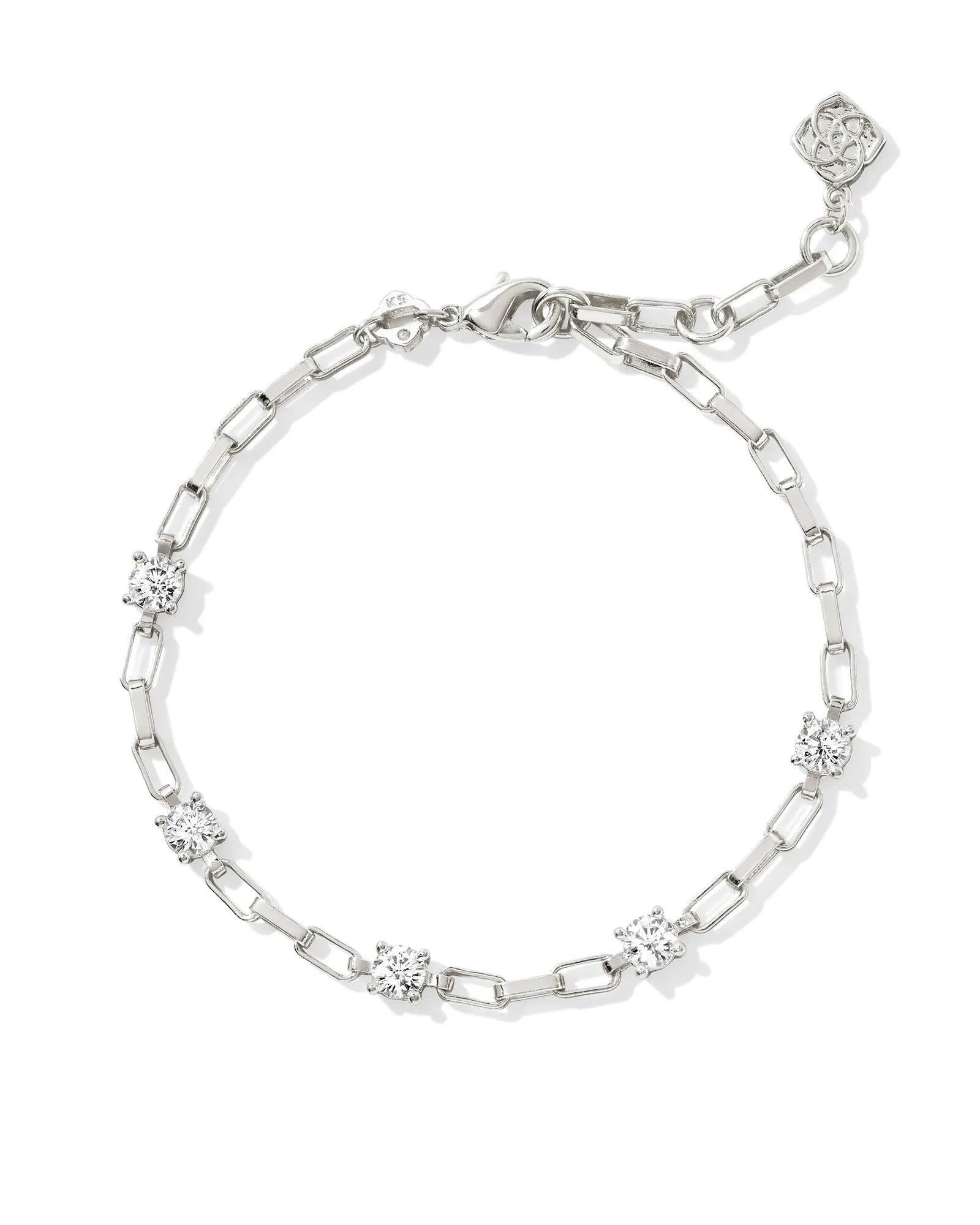 Kendra Scott Lexi Chain Bracelet Silver White Crystal-Bracelets-Kendra Scott-B00220RHD, CR 07/31/24, FD 07/31/24-The Twisted Chandelier