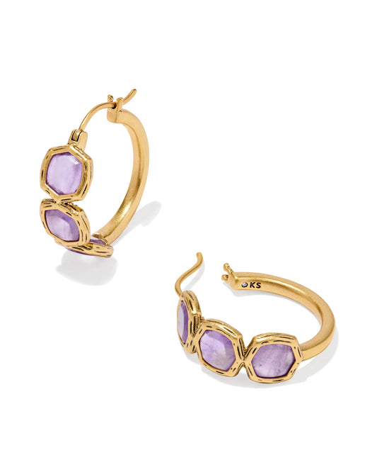 Kendra Scott Maura Hoop Earrings Gold Dark Purple Amethyst-Earrings-Kendra Scott-CR 09/05/24, E00574GLD, FD 09/10/24-The Twisted Chandelier