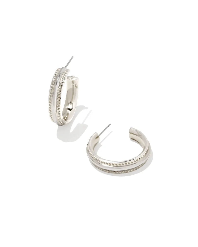 Kendra Scott Merritt Hoop Earrings Rhodium-Earrings-Kendra Scott-E00055MIX-The Twisted Chandelier