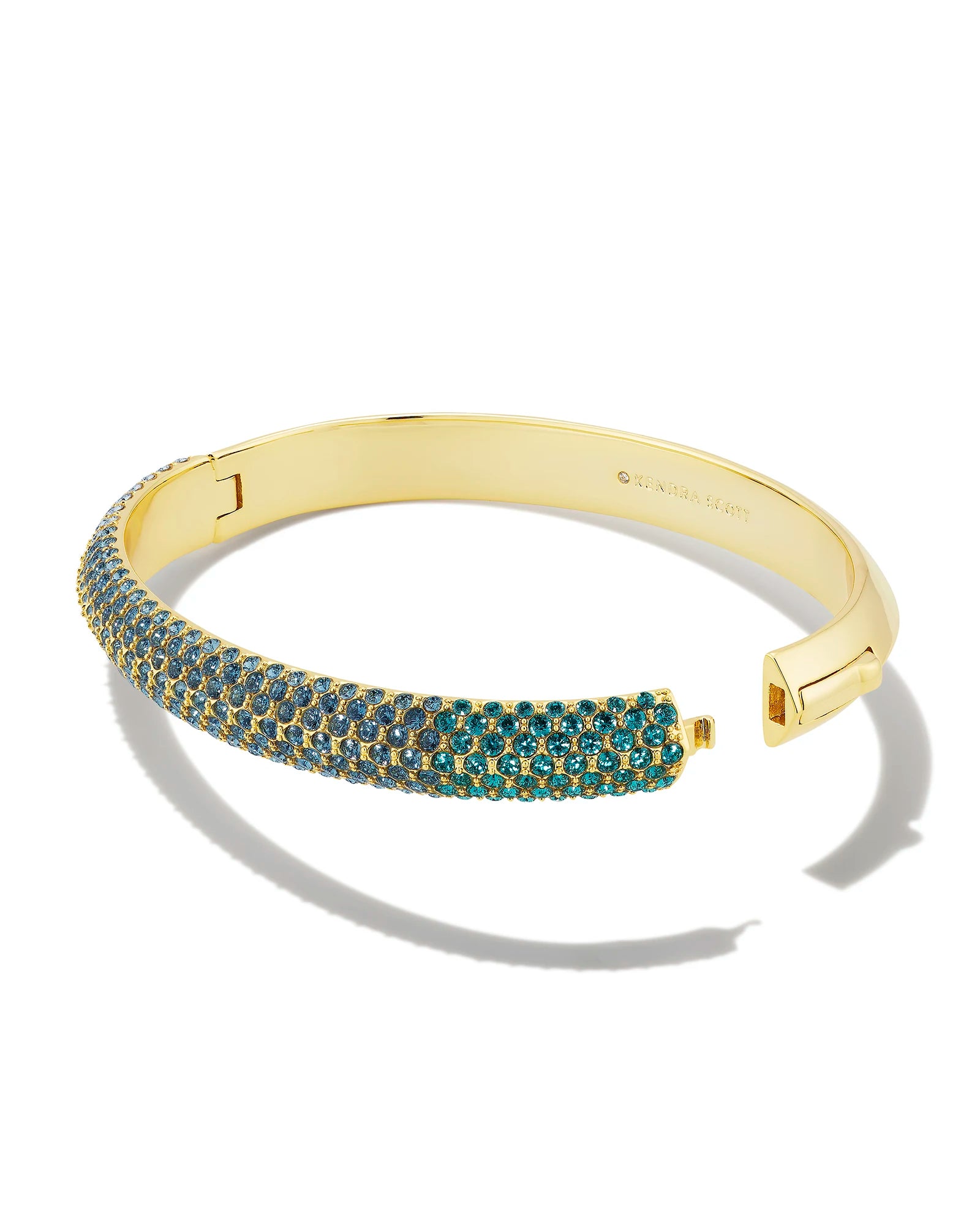 Kendra Scott Mikki Pave Bangle Bracelet Gold Green Blue Ombre CZ M/L-Bracelets-Kendra Scott-B00120GLD-The Twisted Chandelier