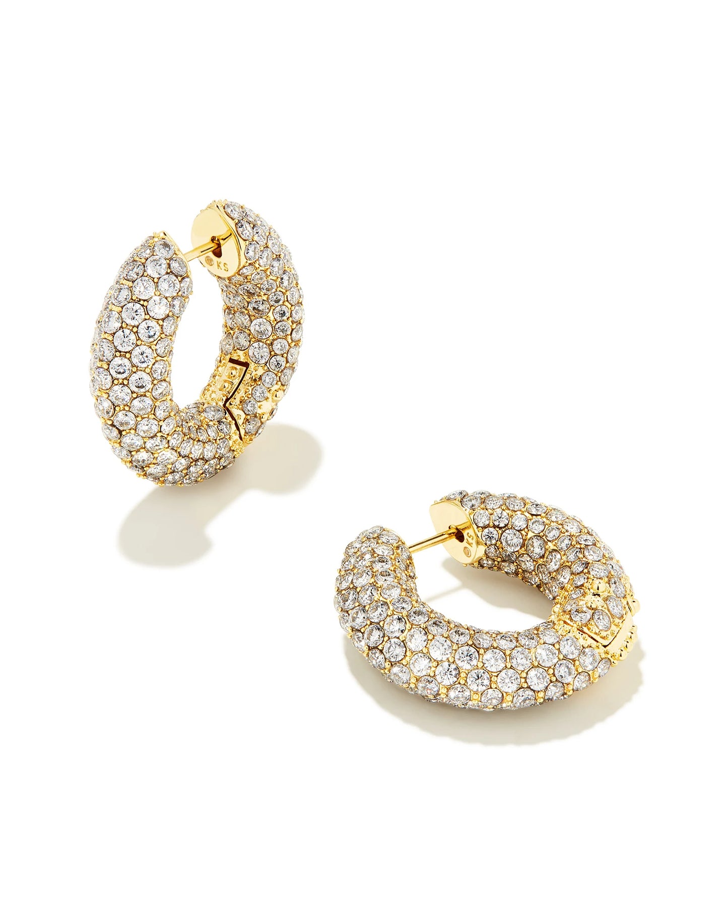 Kendra Scott Mikki Pave Hoop Earrings Gold White CZ-Earrings-Kendra Scott-E00265GLD-The Twisted Chandelier