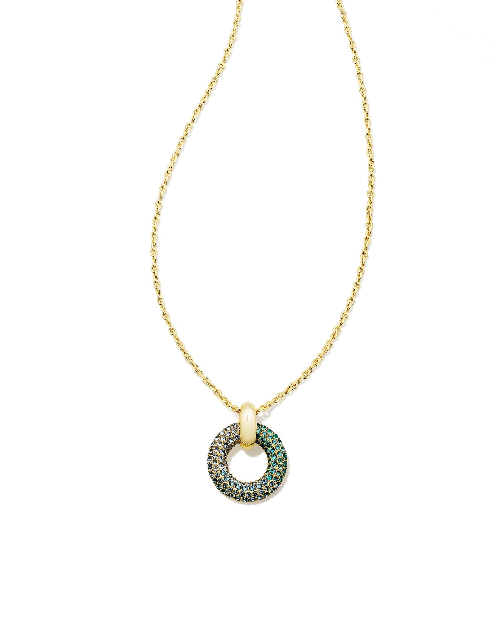 Kendra Scott Mikki Pave Short Pendant Necklace Gold Green Blue Ombre Mix-Necklaces-Kendra Scott-N00337GLD-The Twisted Chandelier