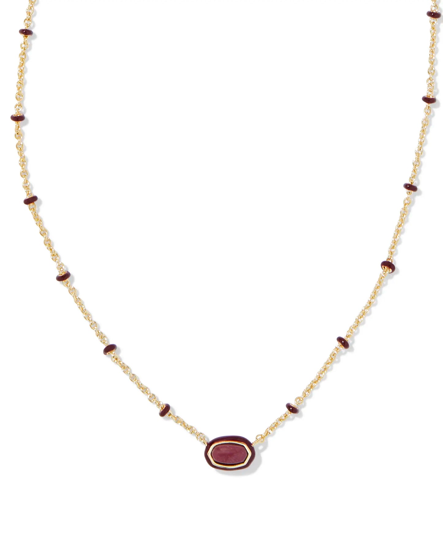 Kendra Scott Mini Elisa Enamel Frame Short Pendant Necklace Gold Maroon Magnesite-Necklaces-Kendra Scott-CR 07/31/24, FD 07/31/24, gameday, N00720GLD-The Twisted Chandelier