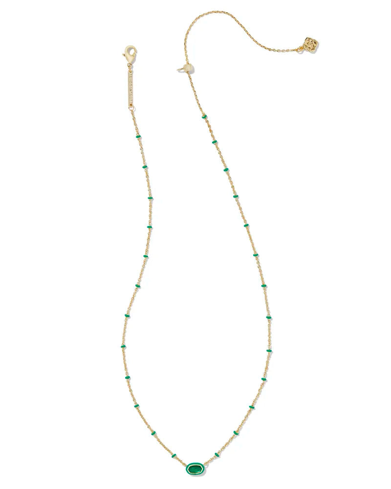 Kendra Scott Mini Elisa Enamel Frame Short Pendant Necklace Gold Emerald Illusion-Necklaces-Kendra Scott-CR 07/31/24, FD 07/31/24, gameday, N00720GLD-The Twisted Chandelier