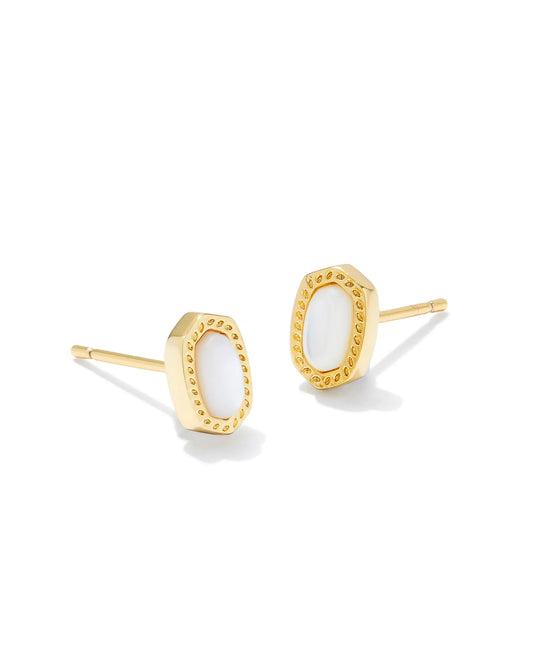 Kendra Scott Mini Ellie Stud Earrings Gold Ivory Mother of Pearl-Earrings-Kendra Scott-E00416GLD-The Twisted Chandelier