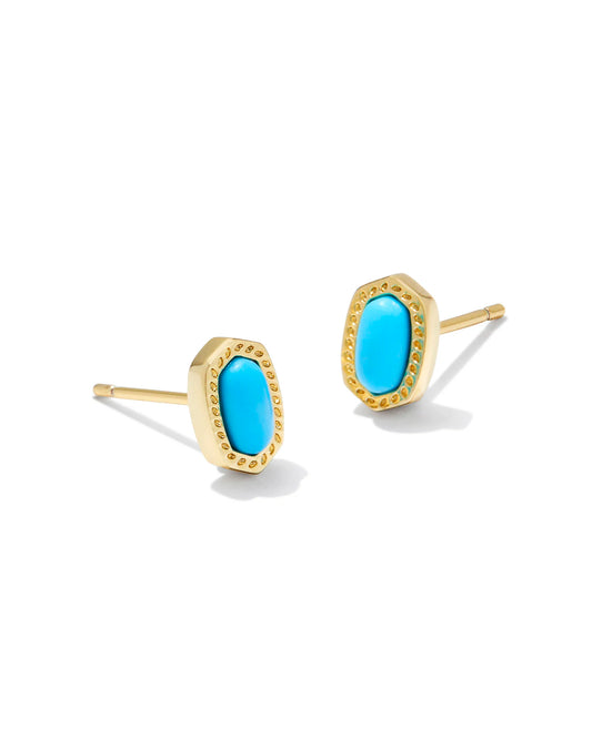 Kendra Scott Mini Ellie Stud Earrings Gold Turquoise Magnesite-Earrings-Kendra Scott-E00416GLD-The Twisted Chandelier