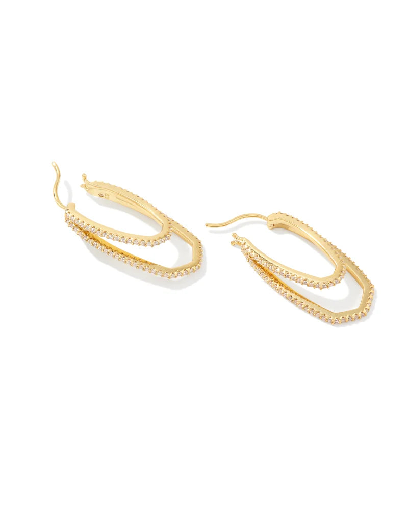 Kendra Scott Murphy Hoop Earrings Gold White CZ-Earrings-Kendra Scott-E00286GLD-The Twisted Chandelier