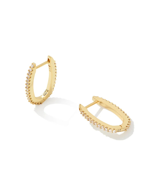 Kendra Scott Murphy Pave Huggie Earrings Gold White CZ-Earrings-Kendra Scott-E00278GLD-The Twisted Chandelier