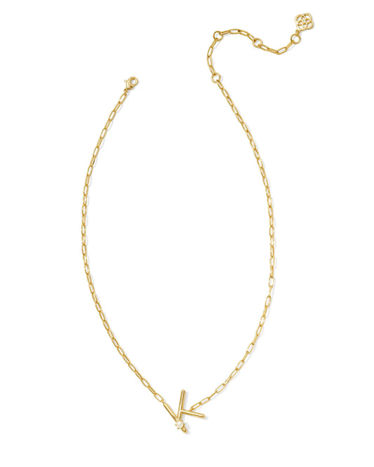 Kendra Scott Pearl Letter K Short Pendant Necklace Gold White Pearl-Necklaces-Kendra Scott-CR 07/31/24, FD 07/31/24, N00713GLD-The Twisted Chandelier