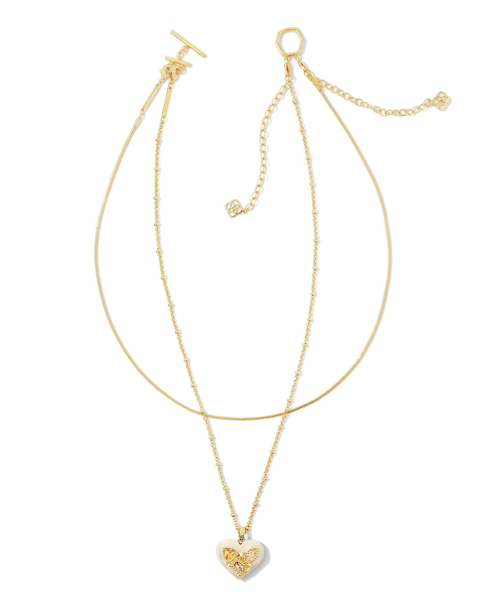Kendra Scott Penny Heart Multi Strand Necklace Gold Ivory Mother of Pearl-Necklaces-Kendra Scott-N00348GLD-The Twisted Chandelier