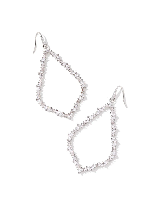 Kendra Scott Sophee Crystal Open Frame Earrings Silver White Crystal-Earrings-Kendra Scott-E00640RHD-The Twisted Chandelier