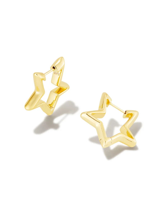 Kendra Scott Star Huggie Earrings Gold-Earrings-Kendra Scott-E00116GLD, FD 05/20/24-The Twisted Chandelier