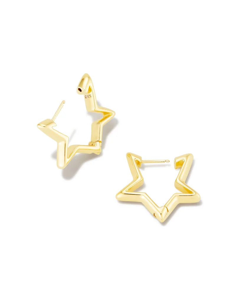 Kendra Scott Star Huggie Earrings Gold-Earrings-Kendra Scott-E00116GLD, FD 05/20/24-The Twisted Chandelier