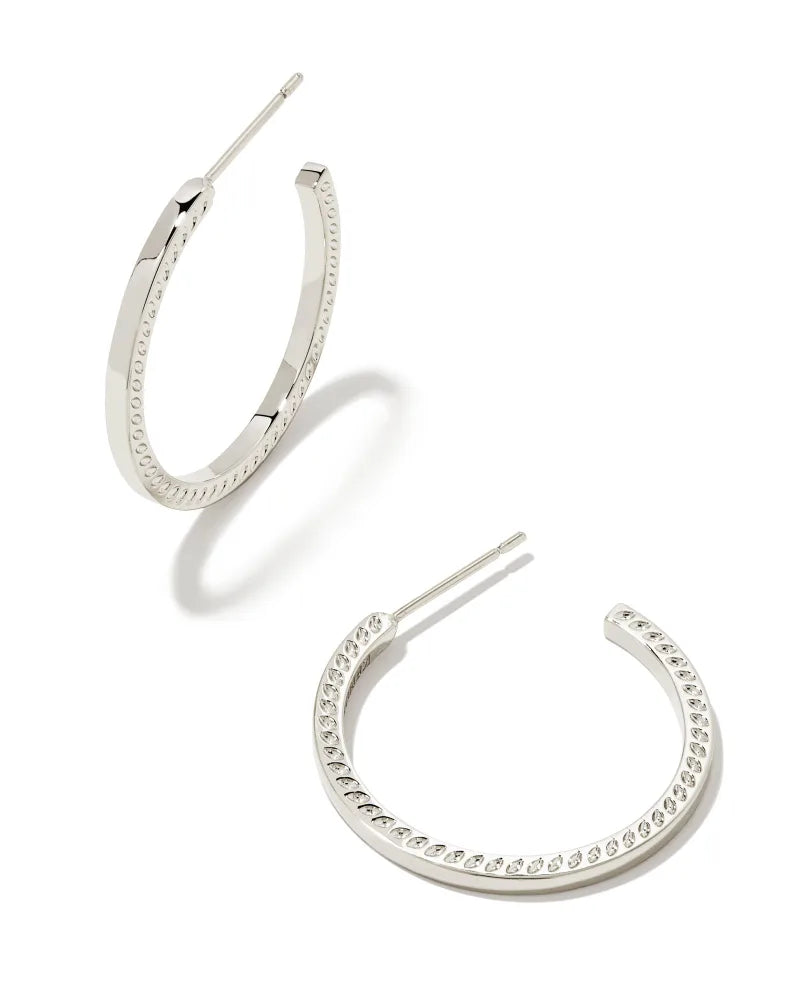 Kendra Scott Sylvie Small Hoop Earrings Silver-Earrings-Kendra Scott-E00118RHD-The Twisted Chandelier