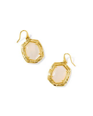 Kendra Scott Tiger Striped Daphne Drop Earrings Gold Natural Mother Of Pearl