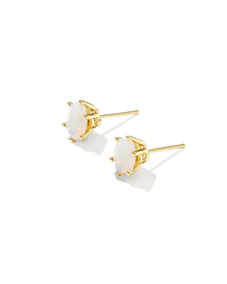 Kendra Scott Cailin Crystal Stud Earrings Gold White Iridescent Crystal