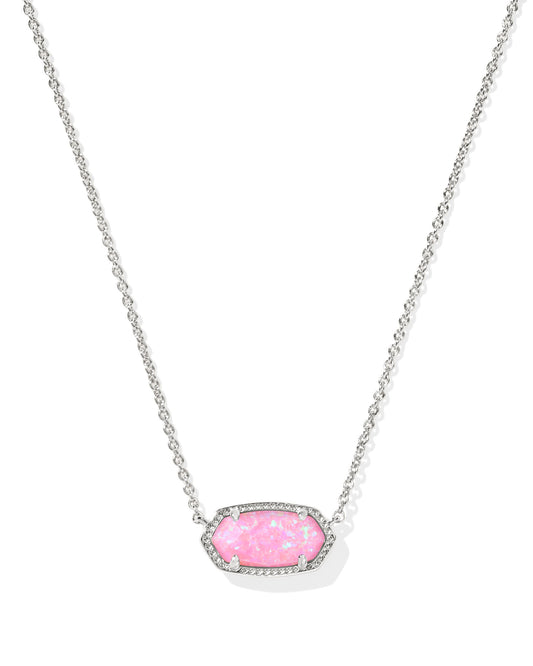 Kendra Scott Elisa Short Pendant Necklace Silver Carnation Kyocera Opal-Necklaces-Kendra Scott-FD 03/05/25,N5067RHD-The Twisted Chandelier