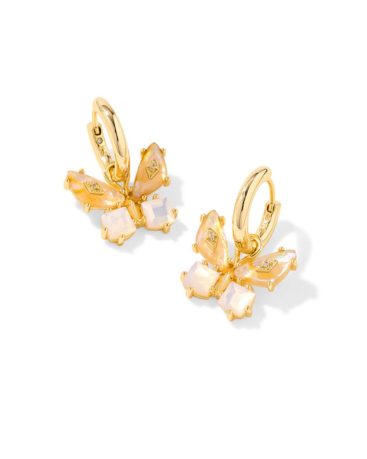 Kendra Scott Bianca Butterfly Huggie Earrings Gold Iridescent White Mix-Earrings-Kendra Scott-E00789GLD,FD 05/07/25-The Twisted Chandelier