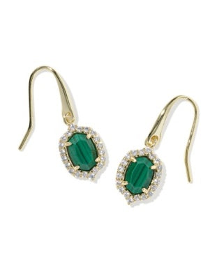 Kendra Scott Daphne Crystal Frame Drop Earrings Gold Green Malachite-Earrings-Kendra Scott-HOLIDAY2026 KS-The Twisted Chandelier