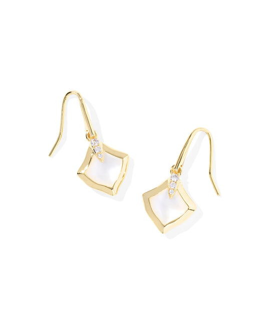 Kendra Scott Joelle Small Drop Earrings Gold Ivory Mother Of Pearl-Earrings-Kendra Scott-E00801GLD-The Twisted Chandelier