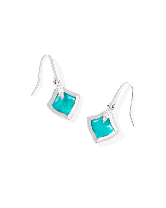 Kendra Scott Joelle Small Drop Earrings Silver Bright Aqua Illusion