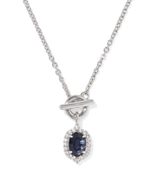 Kendra Scott Daphne Crystal Frame Toggle Necklace Silver Dark Indigo Illusion-Necklaces-Kendra Scott-HOLIDAY2026 KS-The Twisted Chandelier