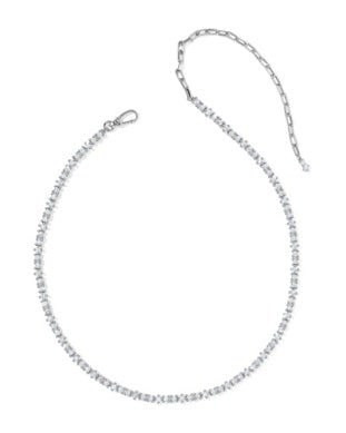 Kendra Scott Fate Tennis Necklace Silver White CZ-Necklaces-Kendra Scott-HOLIDAY2026 KS-The Twisted Chandelier