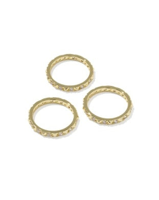 Kendra Scott Fate Ring Set of 3 Gold White CZ Size 9-Rings-Kendra Scott-HOLIDAY2026 KS-The Twisted Chandelier