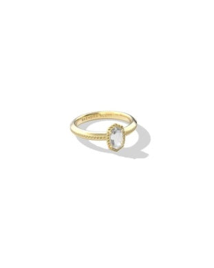 Kendra Scott Mini Elyse Luxe Band Ring Gold White CZ Size 7-Rings-Kendra Scott-HOLIDAY2026 KS-The Twisted Chandelier