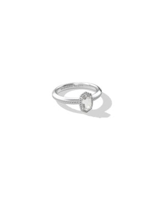 Kendra Scott Mini Elyse Luxe Band Ring Silver White CZ Size 9-Rings-Kendra Scott-HOLIDAY2026 KS-The Twisted Chandelier