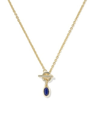 Kendra Scott Mini Elisa Toggle Short Pendant Necklace Gold Blue Lapis
