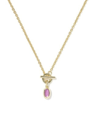 Kendra Scott Mini Elisa Toggle Short Pendant Necklace Gold Azalea Illusion