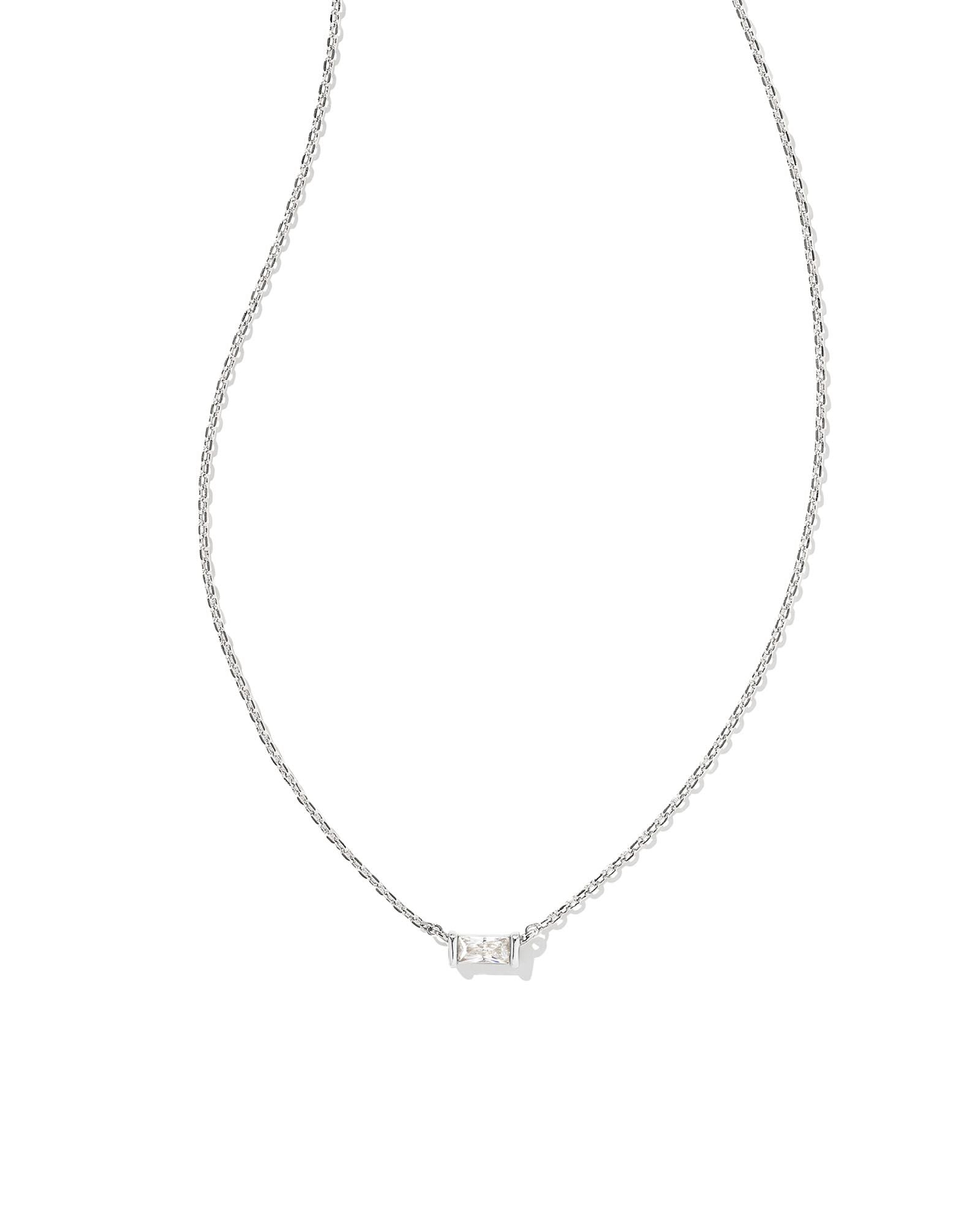 Kendra Scott Juliette Pendant Necklace Rhodium White Crystal-Necklaces-Kendra Scott-N1855RHD-The Twisted Chandelier