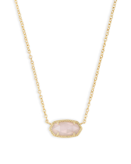 Kendra Scott Elisa Gold Short Pendant Necklace - Rose Quartz-Necklace-Kendra Scott-APRIL2022, KS, N5067GLD-The Twisted Chandelier