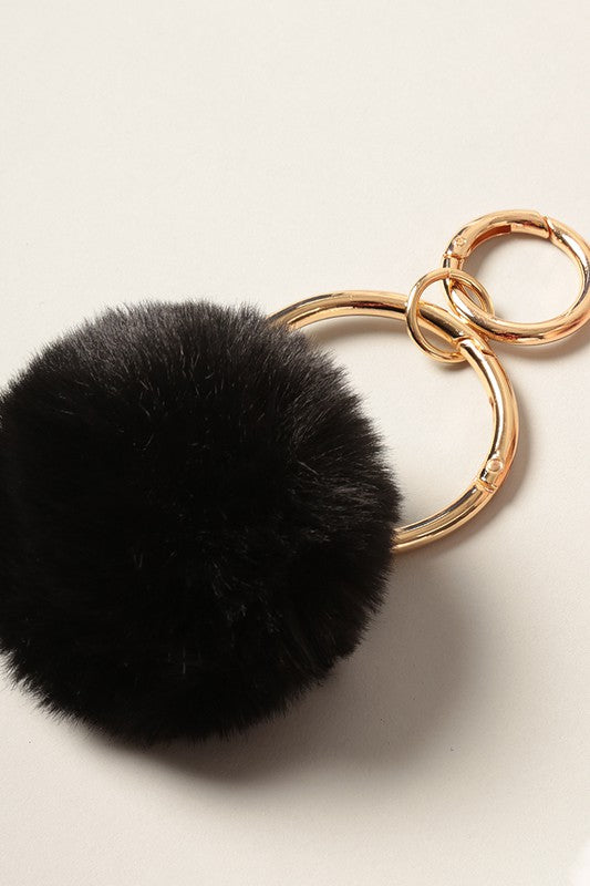 Fluffy Ball Pom Pom Keychain - Black-Keychains-Fashion City-13-MK365-The Twisted Chandelier