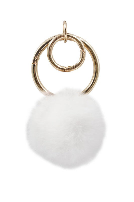 Fluffy Ball Pom Pom Keychain - Ivory-Keychains-Fashion City-13-MK365-The Twisted Chandelier