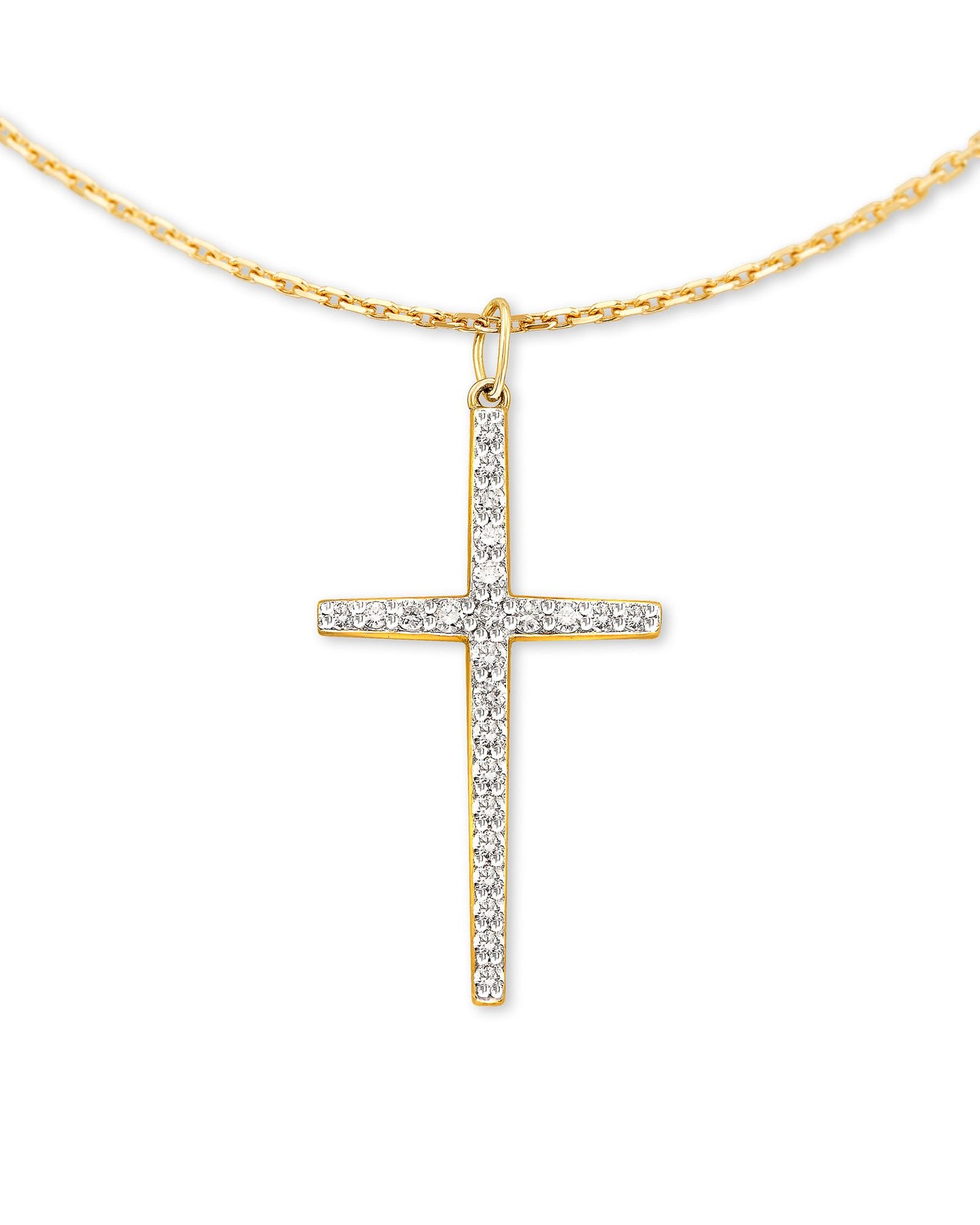 Kendra Scott Large Cross Pendant Necklace 14K Gold White Diamond-Necklaces-Kendra Scott-N1534GLD-The Twisted Chandelier